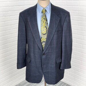 Hastings‎ Traditions Blazer Men 44 Blue Black Prince Edward Plaid Union USA VTG